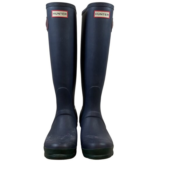 Hunter Original Refined Tall Navy Rain Boots - Picture 2 of 8